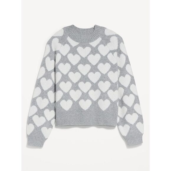 NWT Old Navy SoSoft Grey and White Heart Pattern Sweater - Picture 4 of 4